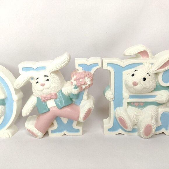 Bunny Love Letters Nursery Decor Easter Decor Wall Hanging Shelf Display Burwood - Picture 3 of 10